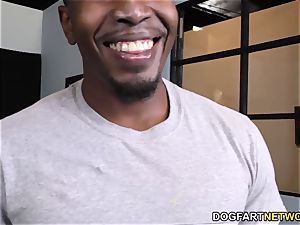 Iris Rose gets creampied by big black cock in front of her daddy